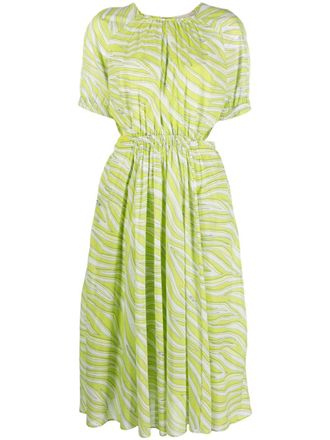 Michael Michael Kors zebra-print cotton midi dress - women - Cotton/Cotton - S - Green