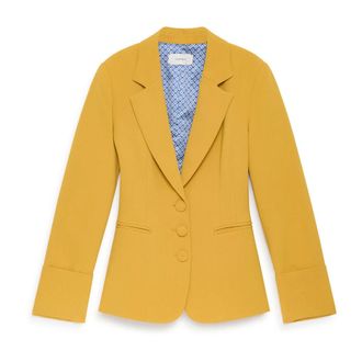Maliparmi Blazers, female, Yellow, Size: XL Sabl&egrave; Crepe Jacket