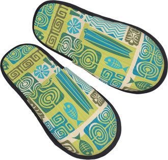 Generic Exotic Tiki Pattern 1 Women Men Slippers Fuzzy Shoes Breathable House Slippers For Outdoor Winter Bedroom L