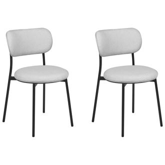 Beliani Beliani - Conjunto De 2 Sillas Modernas Asientos Tapizados Poli&eacute;ster Patas De Metal Para Comedor Cocina Gris Casey