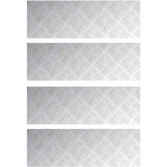 vidaXL Checker Plates 4 pcs Silver 75 x 25 cm Aluminium Vidaxl