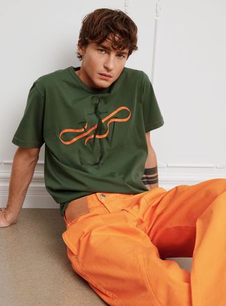 J.W.Anderson Mens Anchor and ribbon embroidered T-shirt