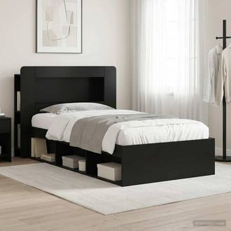 Berkfield Home Bed Frame with Storage Black 90 x 200 cm Engineered Wood