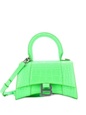 Balenciaga Hourglass Top Handle Bag Crocodile Embossed Leather XS satchel - Groen