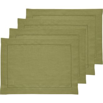 Solino Home Linen Placemats - Classic Hemstitch, 14 x 19 in Avocado at Nordstrom, Size Medium
