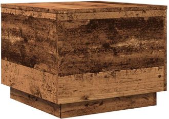 vidaXL Mesa de centro con luces led madera envejecida 50x50x40 cm Vidaxl