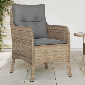 vidaXL Vidaxl - Sillones Jard&iacute;n Con Cojines 2 Uds Rat&aacute;n Sint&eacute;tico Beige Mezcla