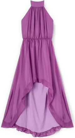 Motivi Kleedjes, Dames, Paars, M, Polyester, Asymmetrische lange jurk met open rug