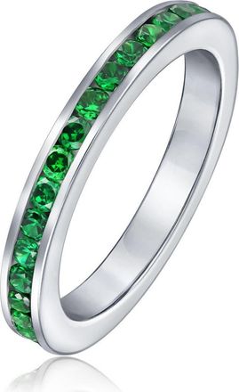 Bling Jewelry Sterling Silver London Blue CZ Eternity Band Ring in Dark Green at Nordstrom Rack, Size 6