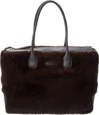 Tod's TodS Di Large Leather & Shearling Tote