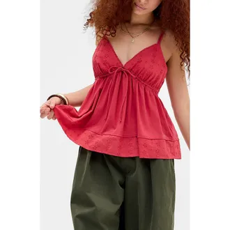 BDG Izzy Babydoll Top in Red at Nordstrom, Size X-Small