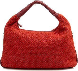 Bottega Veneta Red Leather Fuzzy Ponza Large Hobo (Authentic Pre-Loved)