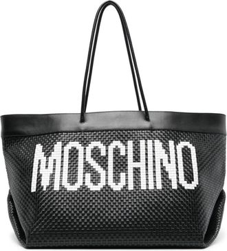 Moschino logo-print interwoven tote bag - women - Calf Leather - OS - Black