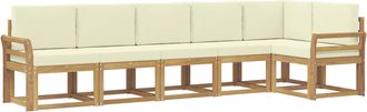 vidaXL Conjunto De Sof&aacute;s De Exterior 6 Uds. Blanco Y Crema Poli&eacute;ster Vidaxl