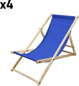 ECD Germany 4x sillas de playa azul oscuro madera pino tejido oxford carga 120kg