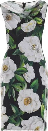Dolce & Gabbana Zijden Bloemenprint Gedrapeerde Jurk - Dames - Casual kleedjes - Veelkleurig - M - Kleedjes