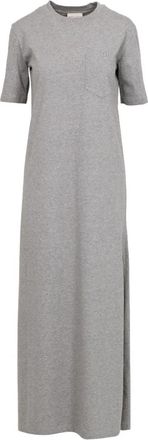 Semicouture Maxi Jurk - Dames - Maxi kleedjes - Grijs - L - Katoen - Kleedjes