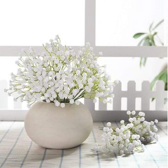 Trade Shop Trade Shop - Rami Fiori Nebbiolina Artificiale 12 Pezzi Bianchi Finte Gypsophila Decorazioni