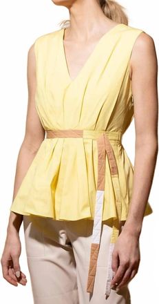 Roksanda Ilincic Mariska Sleeveless V-Neck Top In Light Corn