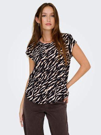 Only Shirtbluse ONLY ONLVIC S/S AOP TOP NOOS PTM, Damen, Gr. 34, brush aop:derifting zebra, Web, Obermaterial: 97% Polyester, 3% Elasthan, bedruckt, regula