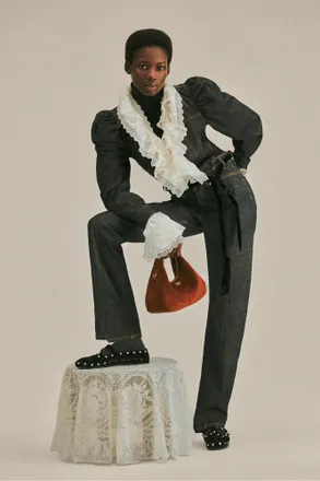 Ganni Black Belt in Silk Velvet