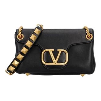 Valentino Pre-owned Cross Body Bags, female, Black, Size: ONE SIZE Pre-owned V-Logo Shoulder Bag