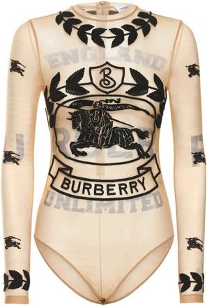 Burberry Lange elastische body - Dames - Bodies - Beige - S - Tops