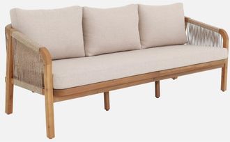 Sweeek Sof&aacute; Exterior De Madera Acacia, Cuerdas Y Tela, 3 Plazas