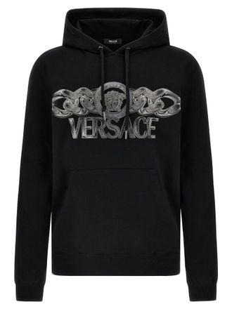 パーカー・フーディ VERSACE SS24 Black cotton sweatshirt (10139791A09925 1B000) VERSACE 1B000) SS24 パーカー・フーディ (10139791A09925 Black sweatshirt cotton