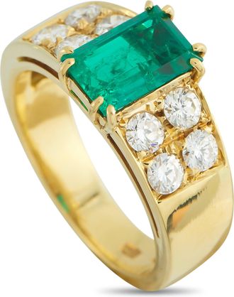 Luxury Bazaar 18K Yellow Gold Diamond and 1.79ct Emerald Ring MF06-051426
