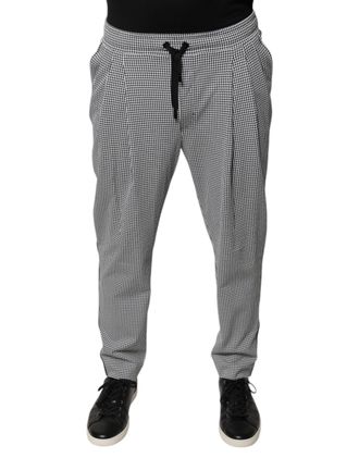 Dolce & Gabbana Mens Black White Houndstooth Skinny Dress Pants And Nylon Elastane