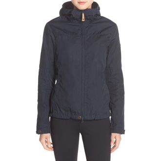 Fj&auml;llr&auml;ven Stina Hooded Water Resistant Jacket in Dark Navy at Nordstrom, Size X-Small