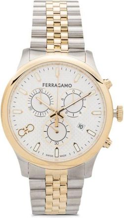Ferragamo Duo Chrono 42mm - men - stainless steel/Sapphire Crystal - One Size - White