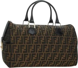 Fendi Pre-owned Handbags, female, Brown, Size: ONE SIZE Pre-owned Zucca Canvas Boston Bag