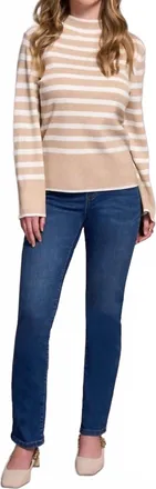 Tribal Long Sleeve Funnel Neck Sweater In H Latte