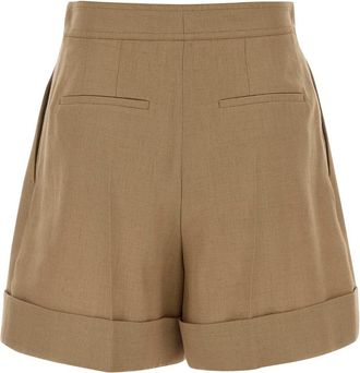 Valentino Garavani Womens Biscuit Viscose Blend Shorts Beige Flax (or Linen)