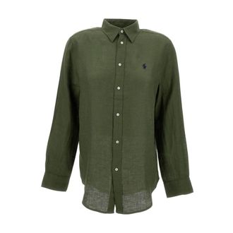 Polo Ralph Lauren Shirts, female, Green, S, Classic-Fit Linen Shirt