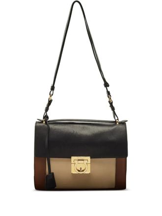 Ferragamo Marisol leather colour-block shoulder bag - Black