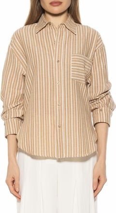 Alexia Admor Tammi Oversize Button-Up Shirt in Brown Stripe at Nordstrom Rack, Size X-Small