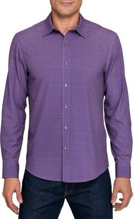 W.R.K Slim Fit Square Geo Print Performance Button-Up Shirt in Purple at Nordstrom, Size Xx-Large