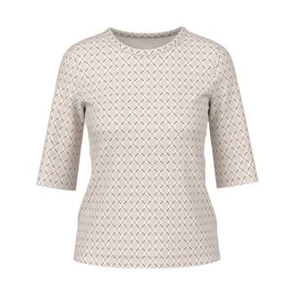 Marc Cain Shirt met 3/4-mouwen van geribd breisel - Dames - Tops - Grijs - Maat: M Katoen