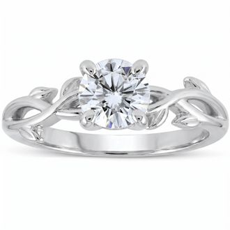 Pompeii3 1 1/4 ct Solitaire Moissanite Vine Engagement Ring 14k White Gold