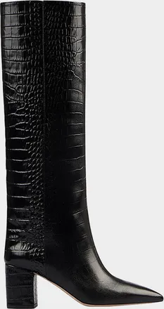 PARIS TEXAS Anja Croco Block-Heel Knee Boots