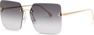 Fendi Fendi First Rimless Square-frame Sunglasses - Gold - One Size