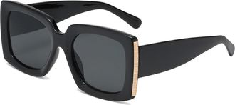 Generic Fashionable Square Large Frame Womans Shopping Street Shooting Sunglasses Mens Outdoor Commuter Sport(Black)