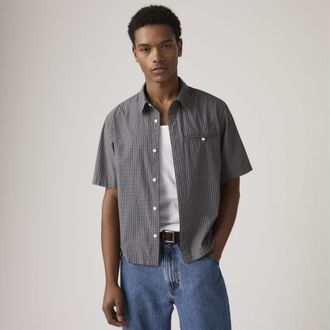 Levi's Short Sleeve Zandt Cropped Shirt - Mens - XL - Grey