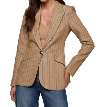 L'agence Chamberlain Pinstripe Blazer In Tan / Charcoal Stripe