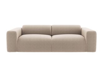 VENTE-UNIQUE.COM Sof&aacute; fijo terciopelo 3 plazas beige 205x97cm