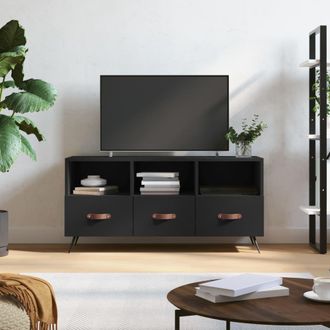 Berkfield Home TV Cabinet Black 102x36x50 cm Engineered Wood | Size: 102 x 36 x 50 cm