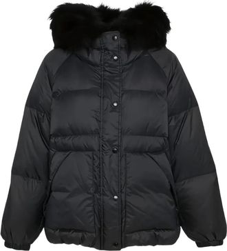 Yves Salomon Lammy jack met capuchon - Zwart